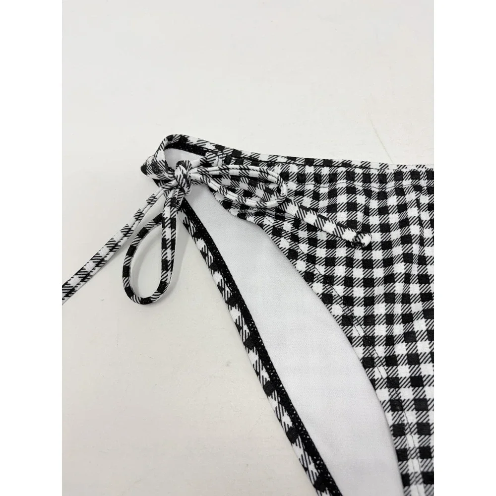Salt + Cove Juniors Size Large Gingham Plaid Side-Tie String Bikini Bottoms 1387